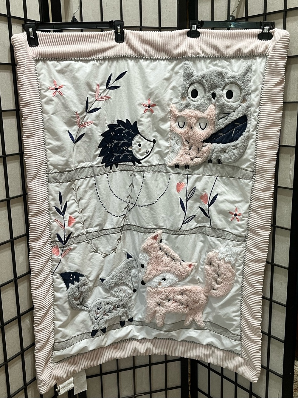 LAMBS & IVY Plush Woodland Friends Baby Throw - Pink & Gray SIZE 35”X 44”